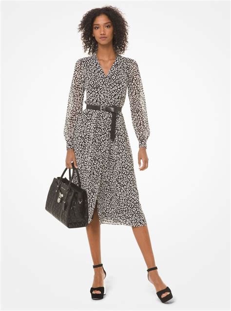 michael michael kors leopard georgette shirtdress|Georgette Pleated Shirtdress .